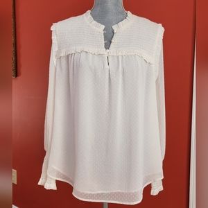 Ivory Ruffled Sleeve LOFT Blouse
